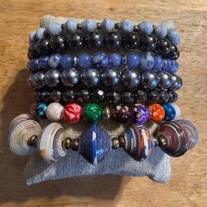 7 Beaded Stretch Bracelet Lot